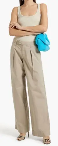 NWT Slvrlake Lola Cotton Twill Wide Leg Pants Sz. 32W Tan