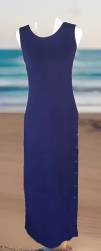 Premise y2k NWT Chic Sleeveless Knit Maxi Dress w Side Slip Navy Color - XL