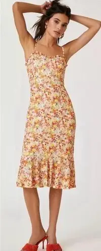 Hutch ANTHROPOLOGIE Women’s Sweetheart Yellow Flower Midi Dress XL