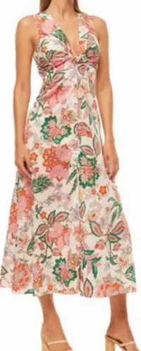 Revolve Brand Misa Casablanca Floral Midi Dress Size M NWT. Low Cut Pink Size M