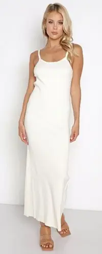 Charlie Holiday ✨ Deliah Ribbed Midi Ivory Sz 4 Dress Cloud✨