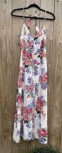 Crystal‎ Sky Womens White Floral Summer Dress Spring Summer Long Size 3 Junior