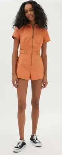 Urban Outfitters  Orange Tyson Twill Utility Romper Size Medium - Image 1