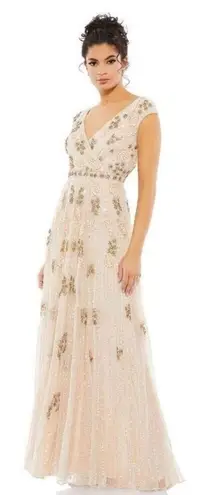 Mac Duggal Embellished Wrap Over Cap Sleeve A-Line Gown in Blush Size 22 NWT