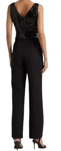 LAUREN RALPH LAUREN Women’s Dress Black Sequined Crepe Jumpsuit Size 2