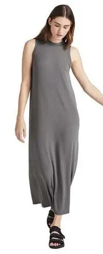 Richer Poorer Ribbed Column Maxi Dress Dark Gray Size XS High Neck Sleeveless