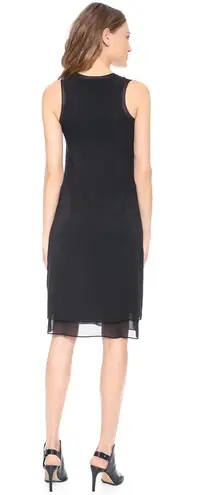 Vince Silk Rib Trim Black Sleeveless Shift Dress