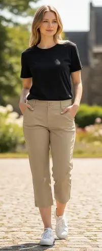 LOFT Outlet Women's Tan Straight Crop Pants Size 10 Stretch Casual