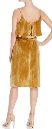 Elliatt Gold Velvet Velour Midi Ruffle Cocktail Dress Revolve Size Large Party