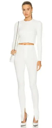 Alexander Wang Ivory Jacquard Logo Crop Snap Front Cardigan