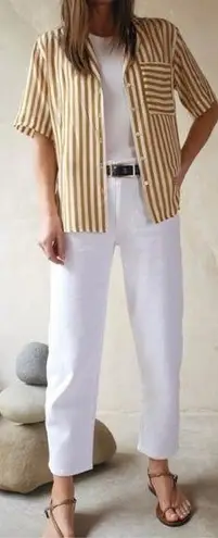 AYR The Beat Barrel Leg Ankle Crop Jean in Tofu White NEW size 23