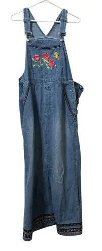 Tweety Bird Overall Denim Dress Woman Size Medium Warner Bros Embroidered 90's Blue