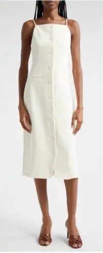 STAUD NEW! Una ivory button down sleeveless Midi dress sz L