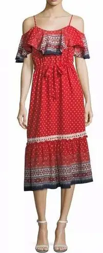 MISA Los Angeles LA Larsen Off Shoulder Bohemian Print Long Prairie Dress NWT