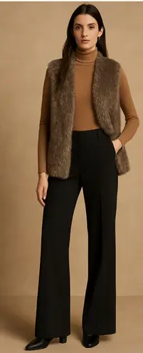 New York & Company Faux Fur Vest L/XL Brown Soft Plush Shaggy Winter Layer Size L