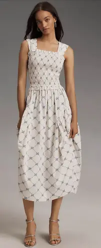 Womens Damson Madder Violet Drop Waist Midi Dress size 12 Coquette Regency Fairy White