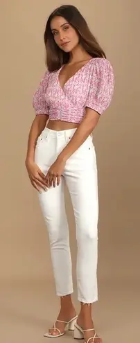 Lulus Picked For You Pink Cropped Peasant Top Size S