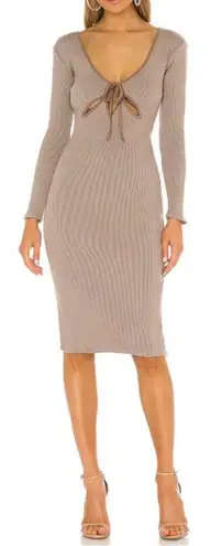 Revolve  NBD Taupe Bowery Bodycon Knit Midi Sweater Dress size S Small - Image 1