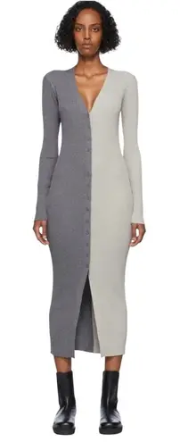 STAUD - Shoko Sweater Dress Gray Colorblock Midi Sz M