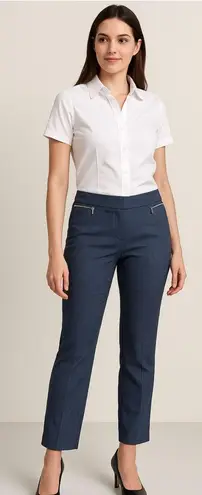 NY & Co 7th Avenue Petite Suit Pants Size 10P Navy Blue Zip Pocket Workwear