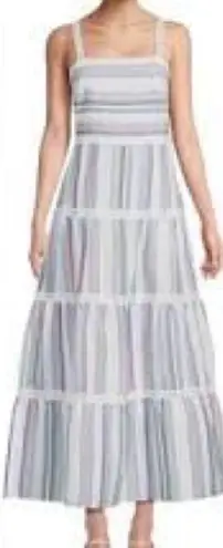 J. McLaughlin Cunningham Stripped Linen Maxi Dress Size 12 Summer Beach Colorful