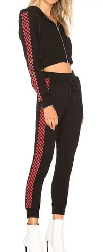 Danielle Guizio Revolve DG Godspeed Checkered Joggers Black Red - Size Small - Image 1