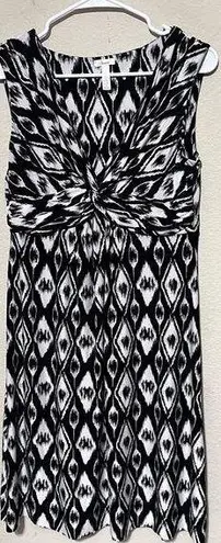 Soma  Dress sz M Black White Ikat Jersey Soft Stretch Sleeveless knee length