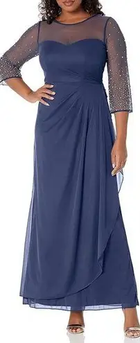 Alex Evenings FLAWED  Embellished Wedgewood Long A-Line Sweetheart Neck Dress