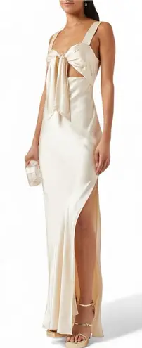 Shona joy La Lune Bow Tie Satin Maxi Dress Ivory US Size 4 NWOT