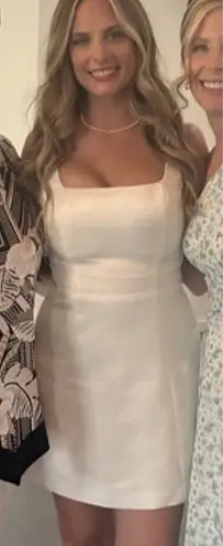 Elliatt Amelie Square Neck Duchesse Satin Cocktail Minidress in Ivory Small