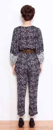 Apiece Apart Floral Puff-Sleeve Navy Blue Jumpsuit 4