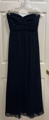 Ralph Lauren Evening Strapless Dress Navy Blue Size 4P Flowy Formal