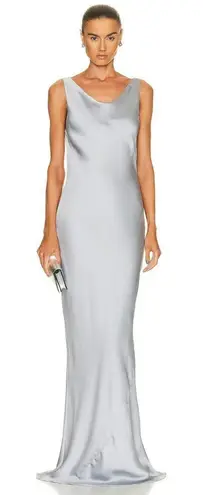 Norma Kamali Maria Gown in Silver Small New Womens Long Maxi grey dress