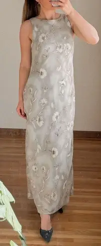 Vintage All That Jazz Floral Sheath Maxi Dress Size 4 Gray