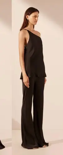 Shona joy Mia One Shoulder Cowl Back Satin Top in Black