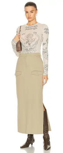 NANUSHKA Edena Skirt in Pebble Large New Womens Long Maxi Chinos Khaki Tan