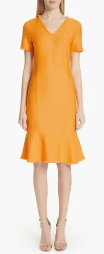St. John Collection Caris Knit Dress Wool Blend Orange Size 10 NEW