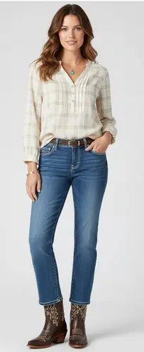 BKE Denim Harper Jeans Womens Size 32 Cropped Blue Denim Embroidered Pockets