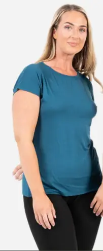 Ruby Ribbon Style 2036 Scoop Neck Top Teal Short Sleeve Tunic Tee Sz S Green - Image 1