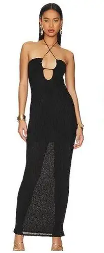 Camila Coelho NWT  Ribbed Halter Neck Bodycon Maxi Dress Black Women's Size M