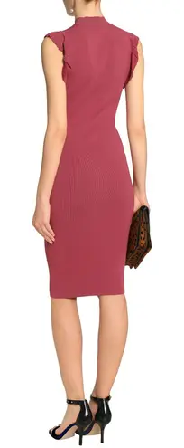 Bailey 44 women’s Bewitched ruffle-trimmed cutout ribbed-knit bodycon dress XS