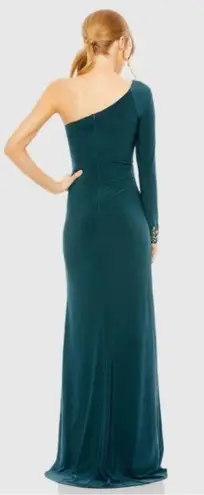 Mac Duggal NEW One-Shoulder Beaded embellished Cuff Side Twist Ocean Gown SZ 2