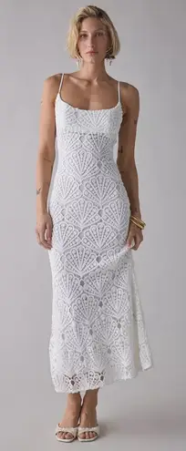 Bardot Andoni White Seashell Crochet Midi Dress, Size 4, $169