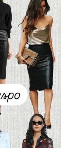 Mixit Vintage 1990’s Black Genuine Leather High Waisted Pencil Skirt Size 6