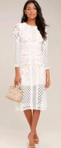 Keepsake Bridges Ivory Lace Long Sleeve Midi Dress