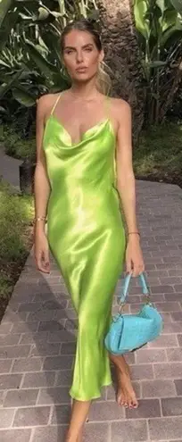 Rat & Boa Lima Dress Green Cowl Neck Long Slip Medium Vacation Party Wedding