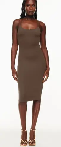 Babaton ARITZIA Brown Contour Scoop back Midi Bodycon Dress Size Large