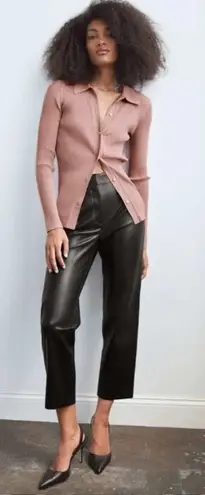 Babaton Aritzia Mid Rise Vegan Leather Command Cropped Pant Black Size 2