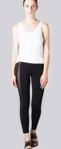 David Lerner Mesh Racing Side Stripe Black Leggings XS