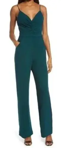 Dress the Population NWT Emmet Gathered Crepe Wide Leg Jumpsuit, Pine Size M